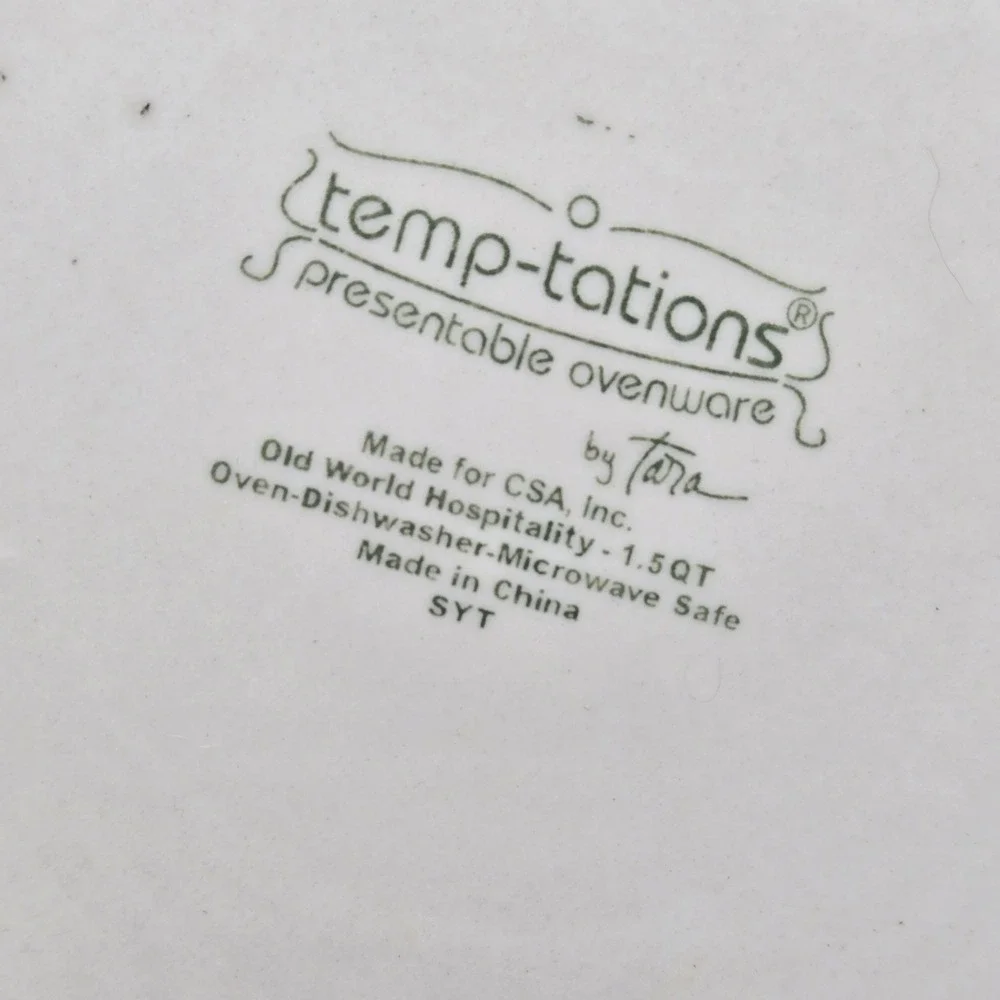 Temp-Tations‎ OLD WORLD Hospitality Floral Pineapple Round 1.5 qt Baking Dish